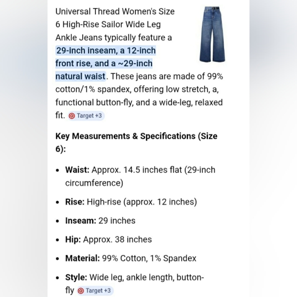 Universal Thread Coral Red High Rise Sailor Wide Leg Ankle Jeans Multi sizes NWT - Picture 14 of 16